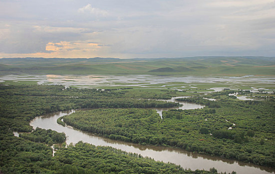 中国内蒙古呼伦贝尔额尔古纳湿地公园景观