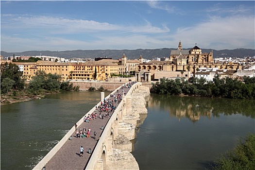 古老,桥,老城,科多巴,安达卢西亚,西班牙