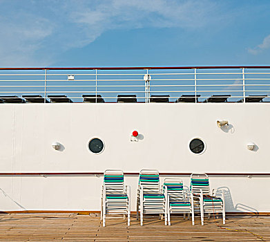 排,太阳,椅子,船,甲板