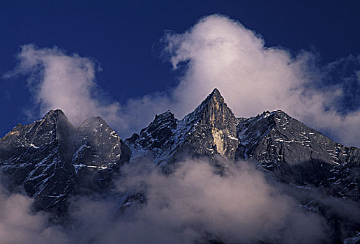 尼泊尔,喜马拉雅山,区域,云,螺旋,山