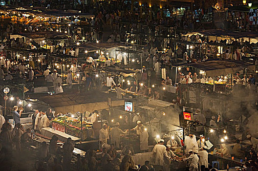 餐饮摊,著名,马拉喀什,晚上,摩洛哥,非洲