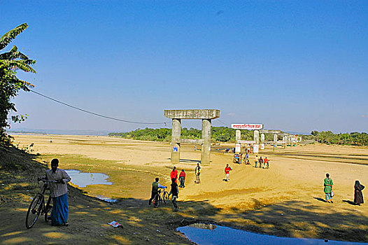 河,山,南,冬天,局部,干燥,孟加拉,十二月,2005年