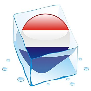 荷兰,旗帜,冰冻,冰块