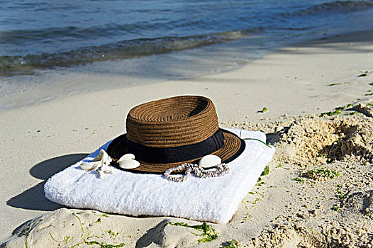 帽子,毛巾,沙滩
