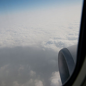 风景,云,飞机,窗户