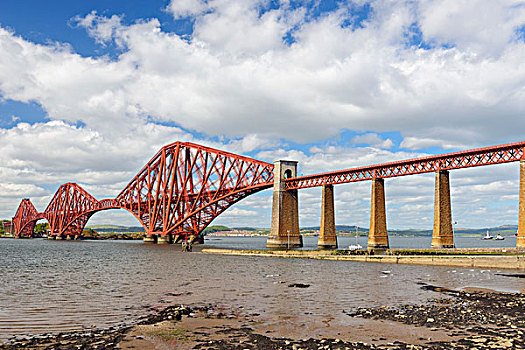 著名,桥,上方,福斯河,退潮,南,爱丁堡,苏格兰,英国