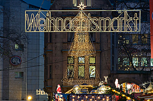 标识,文字,圣诞市场,多特蒙德,区域,北莱茵威斯特伐利亚,德国,欧洲