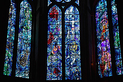法国,香槟阿登大区,兰斯,圣母大教堂,世界遗产,彩色玻璃窗