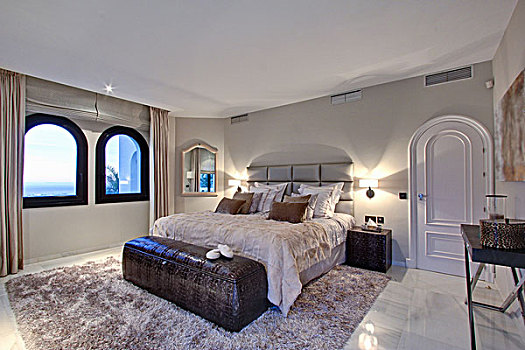 床,窗户,现代,卧室