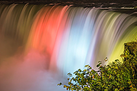 光线,魔幻,彩色,光亮,水,尼亚加拉瀑布,夜晚,安大略省,加拿大