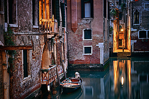 威尼斯,运河,风景,早晨,船,古建筑,意大利