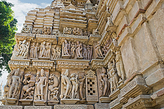 雕塑,墙壁,庙宇,克久拉霍,地区,中央邦,印度