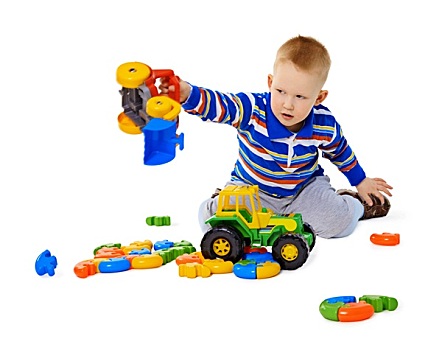 小男孩,玩,塑料制品,玩具