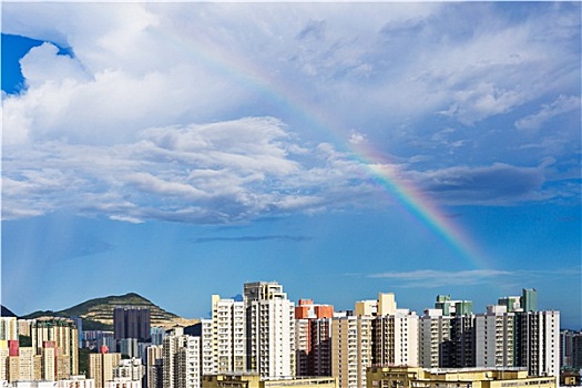 香港,天际线,彩虹