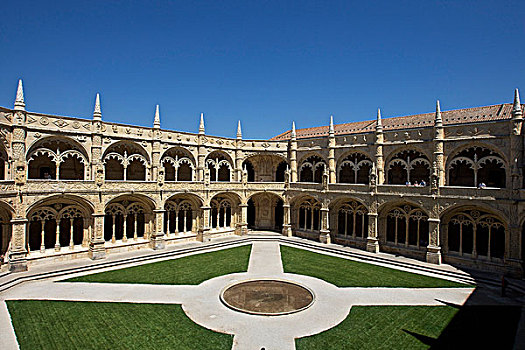 回廊,寺院,世界遗产,迟,哥特风格,曼奴埃尔式建筑风格,里斯本,葡萄牙,欧洲