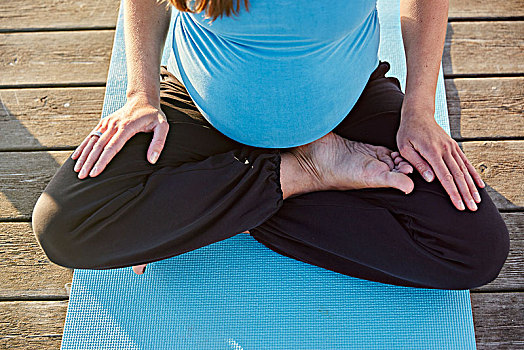 孕妇,练习,瑜珈