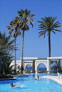 游泳池,度假酒店,突尼斯,非洲