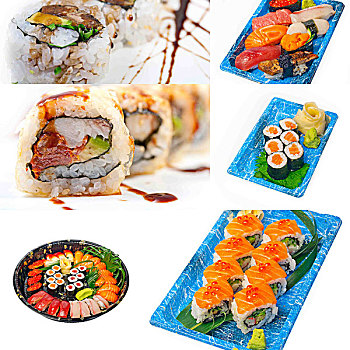 日本,寿司,抽象拼贴画
