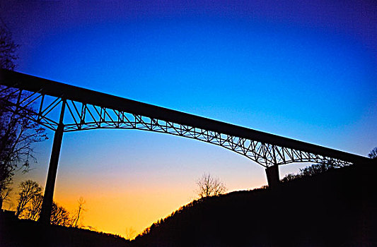 剪影,钢铁,拱桥,西维吉尼亚,美国