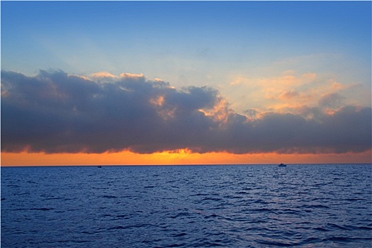 海景,日出,第一,太阳,橙色,蓝色海洋