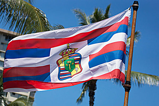 旗,飘扬,夏威夷,皇家,瓦胡岛,美国