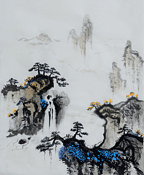 水墨山水画水墨画,装饰画