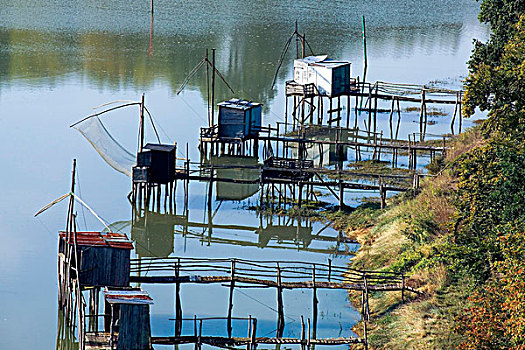 钓鱼,小屋,河,布列塔尼半岛,法国