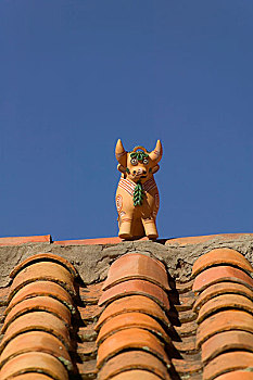 陶器,母牛,房顶,装饰,普诺,秘鲁,玻利维亚