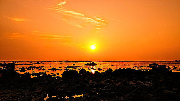 缅甸,那布利海滩,日落