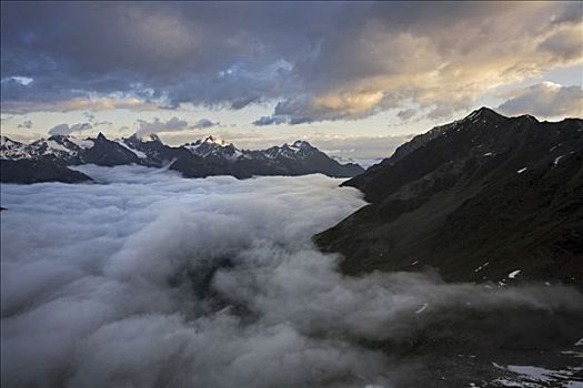 层云,云,高处,阿尔卑斯山,北方,提洛尔,奥地利,欧洲