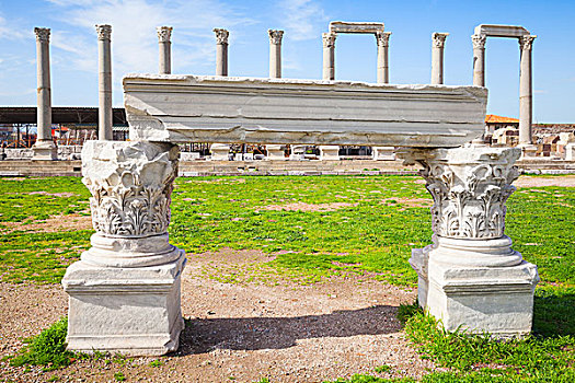 白色,柱廊,碎片,柱子,背景,遗址,古城,土耳其