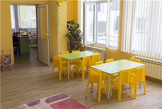 幼儿园,教室,小,椅子,桌子