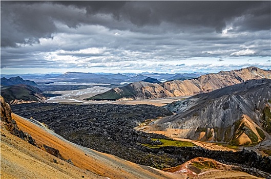 彩色,火山地貌,兰德玛纳,冰岛