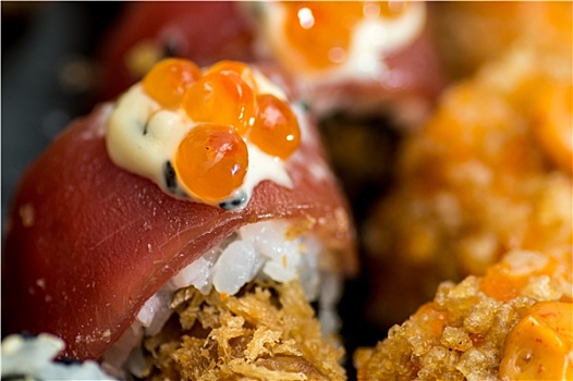 寿司,三文鱼,红色,鱼子酱