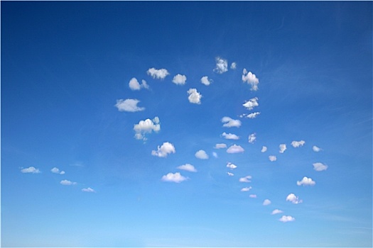 两个,心形,云,蓝色背景,天空