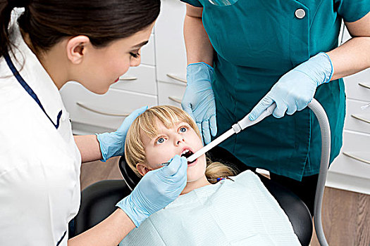 牙医助手,治疗,小女孩