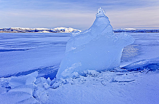 瑞典,北方,拉普兰,湖,浮冰,冰层