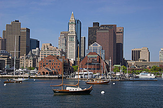 美国,新英格兰,马萨诸塞,波士顿,长,码头,波士顿港,水岸