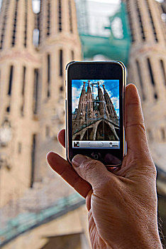 图片,苹果手机,神圣家族教堂,大教堂,巴塞罗那,加泰罗尼亚,西班牙,欧洲