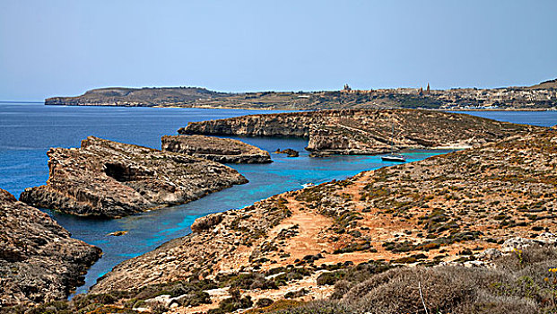 游艇,蓝色泻湖,岛屿,戈佐,背景,马耳他,欧洲