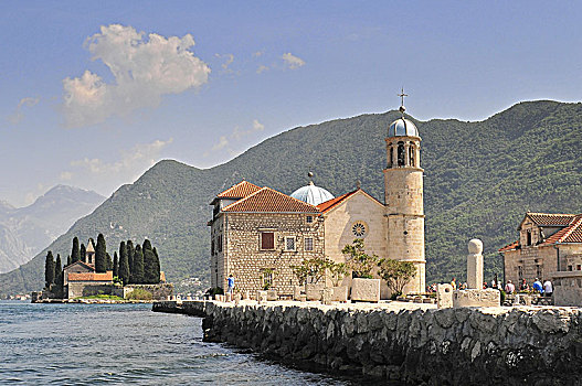 圣母,石头,岛屿,教堂,岸边,湾,黑山,欧洲