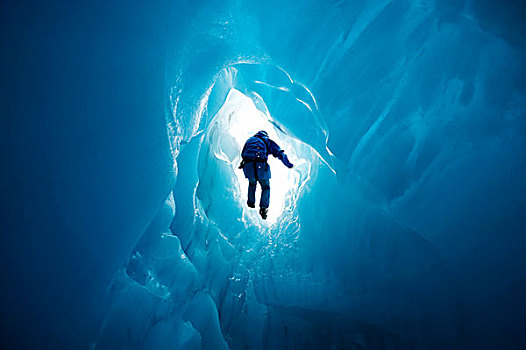 蓝色,冰,洞穴,冰河,西海岸,南岛,新西兰