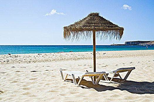 伞,海滩,阿尔加维,葡萄牙