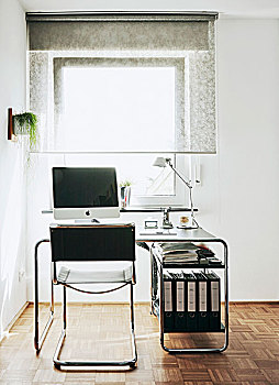 悬桁,椅子,皮革,座椅,经典,书桌,正面,半透明,百叶窗