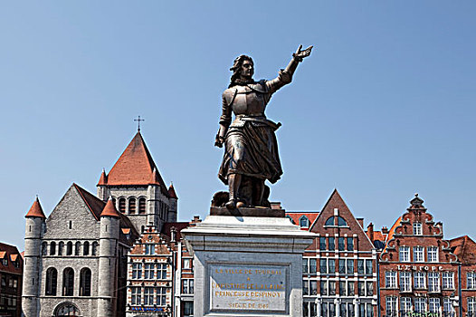 雕塑,公主,大广场,省,埃诺省,瓦龙,区域,比利时,欧洲