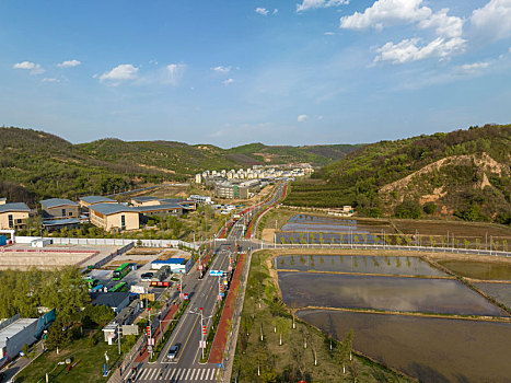 陕西省延安市南泥湾航拍图片