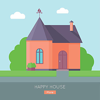 高兴,房子,概念,红房,紫色,屋顶,家,公寓,设计,风格,彩色,住宅,建筑,户外,房地产,现代住宅,网站,模版