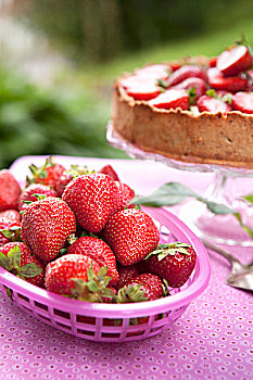 篮子,清新,草莓,草莓蛋糕,背景