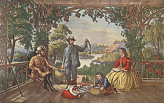 家,幸运,渔民,酒吧,1867年,彩色,板画
