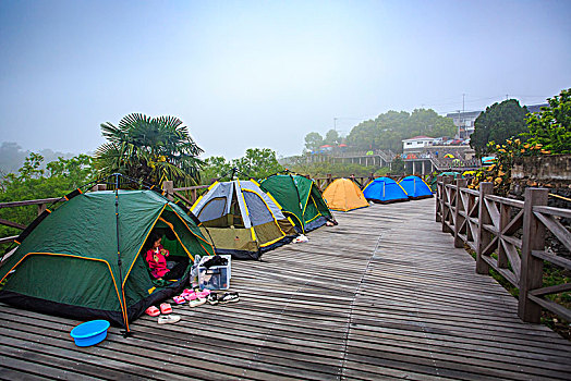 帐篷,露营,栈道,木桥